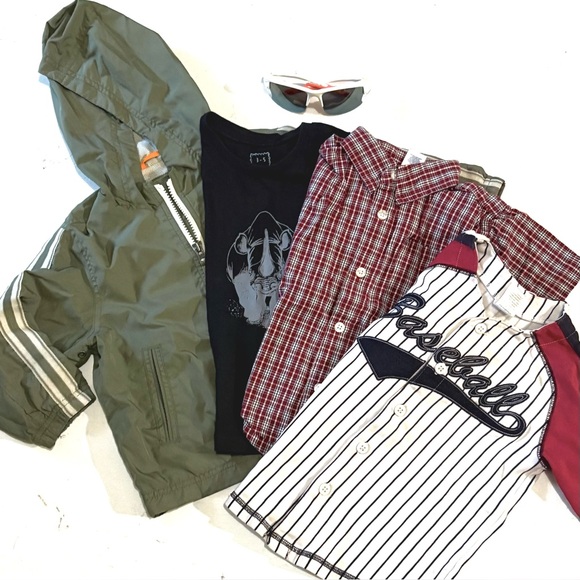 Kids 2T Set of 3+, Jacket, Graphic Tee, and Red Plaid Shirt & more - Picture 3 of 9
